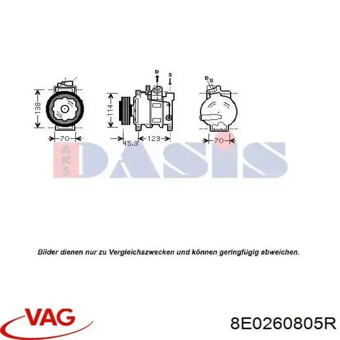 Компресор системи кондиціювання VAG 8E0260805R ціна, від 183.08 USD