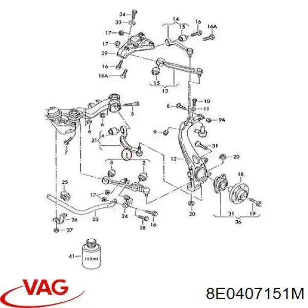 8E0407151M VAG Стійки і важелі підвіски