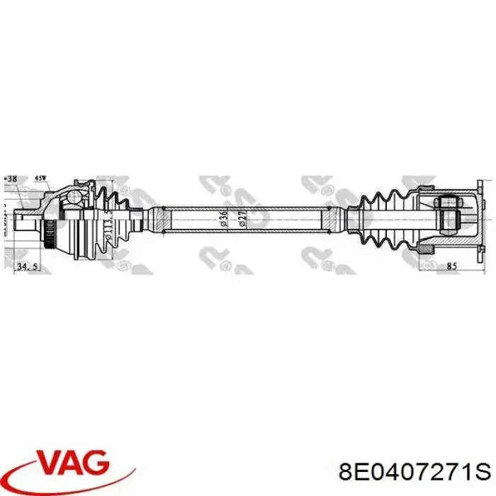 Привід передній лівий VAG 8E0407271S ціна, від 68.40 USD