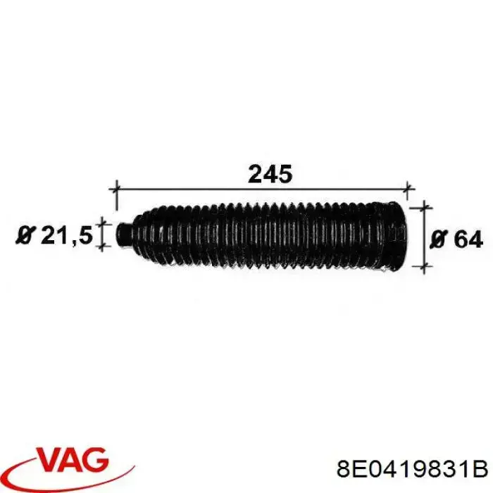 Пильник рульового механізму/рейки, правий VAG 8E0419831B ціна, від 7.72 USD