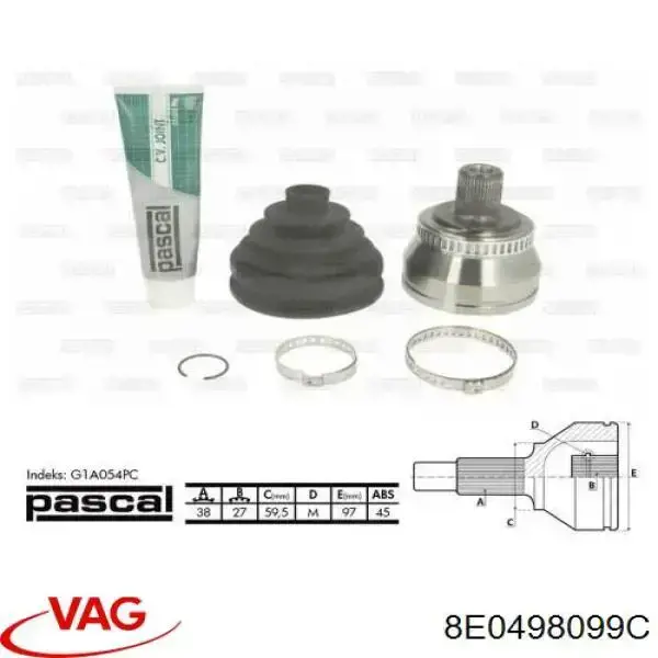 Купити 8E0498099C VAG Шарнір приводу зовнішній