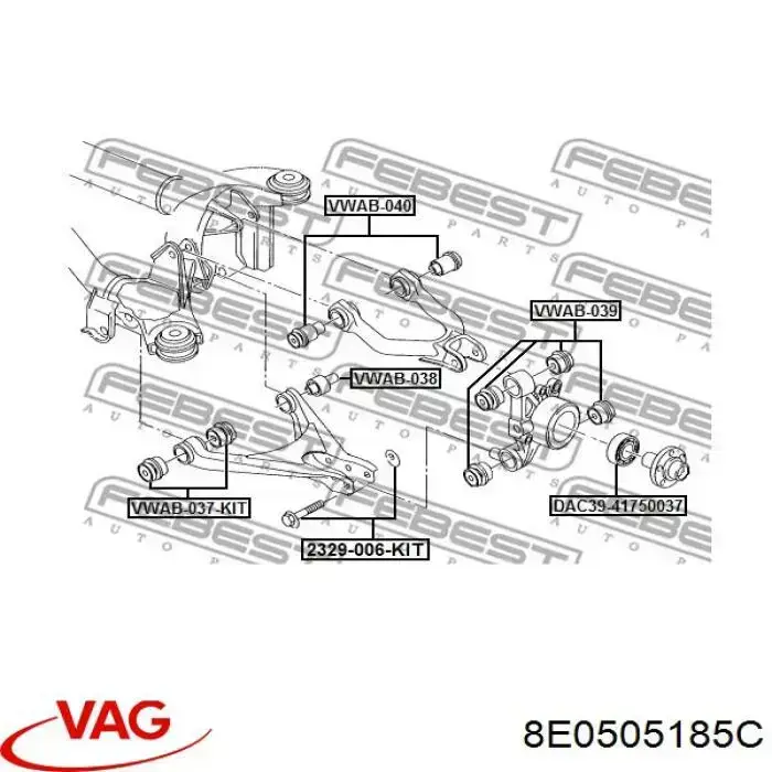 Купити 8E0505185C VAG Сайлентблок заднього верхнього важеля
