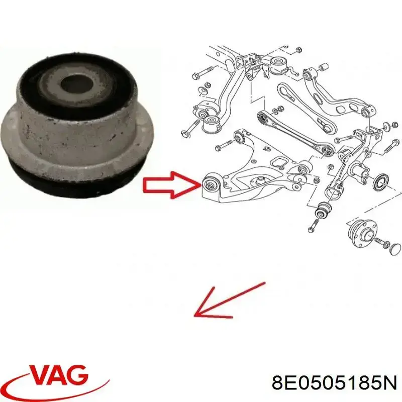 Сайлентблок заднього нижнього важеля VAG 8E0505185N ціна, від 12.51 USD