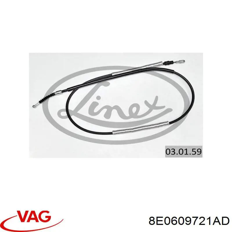 Трос ручного гальма задній, правий/лівий VAG 8E0609721AD ціна, від 12.73 USD