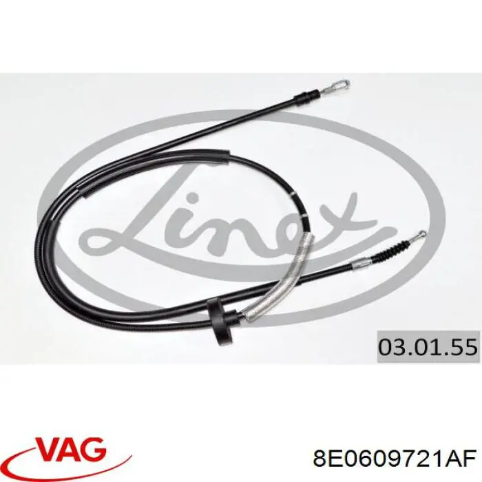 Трос стоянкового гальма задній лівий VAG 8E0609721AF ціна, від 15.86 USD