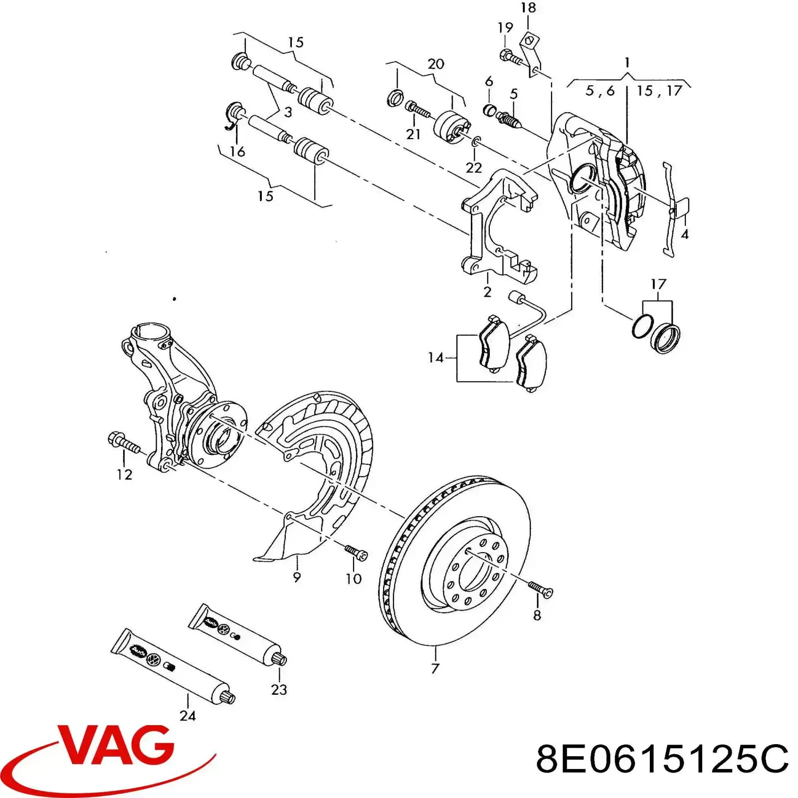 Кронштейн гальмівного супорта VAG 8E0615125C ціна, від  USD