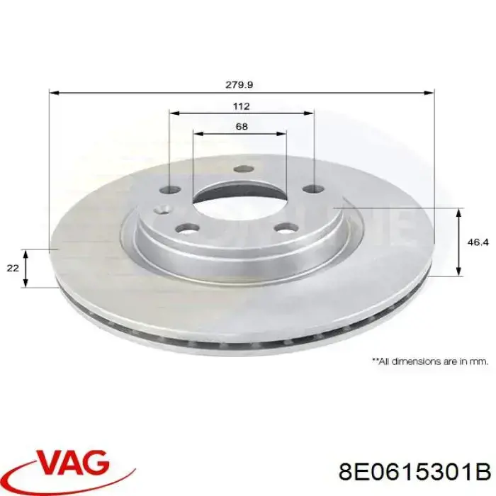 Купити 8E0615301B VAG Ротор гальмівний