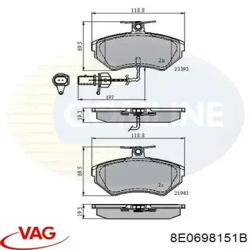 Гальмівні колодки VAG 8E0698151B ціна, від 30.03 USD