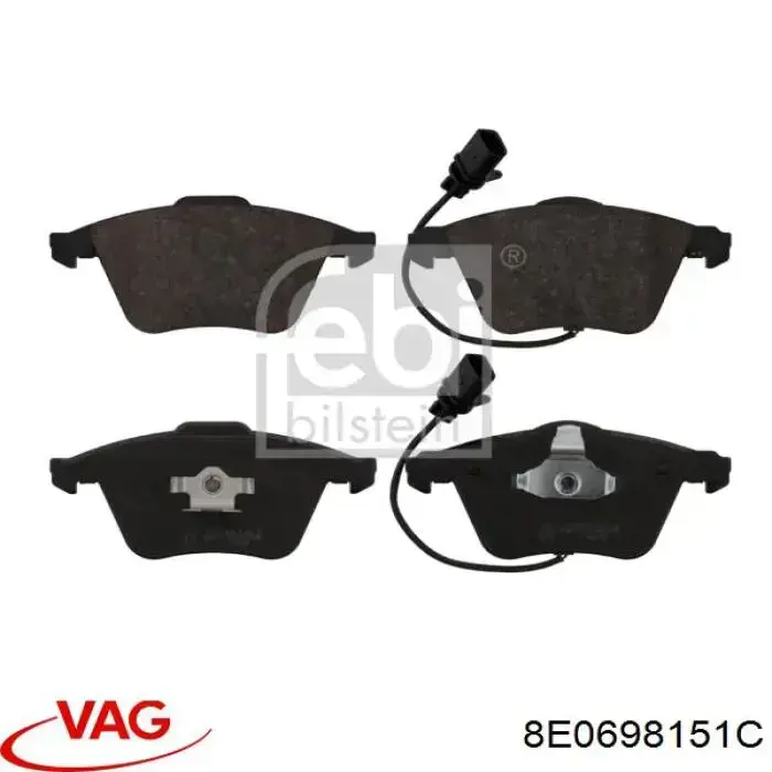 Купити 8E0698151C VAG Колодки гальмівні передні, дискові