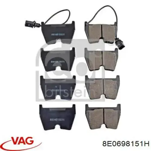 Гальмівні колодки VAG 8E0698151H ціна, від 43.03 USD