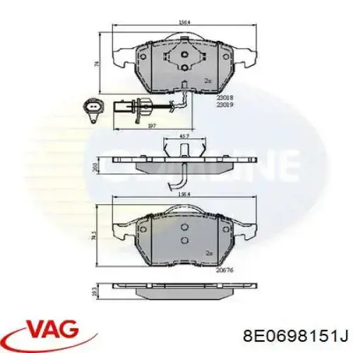 Гальмівні колодки VAG 8E0698151J ціна, від 27.35 USD