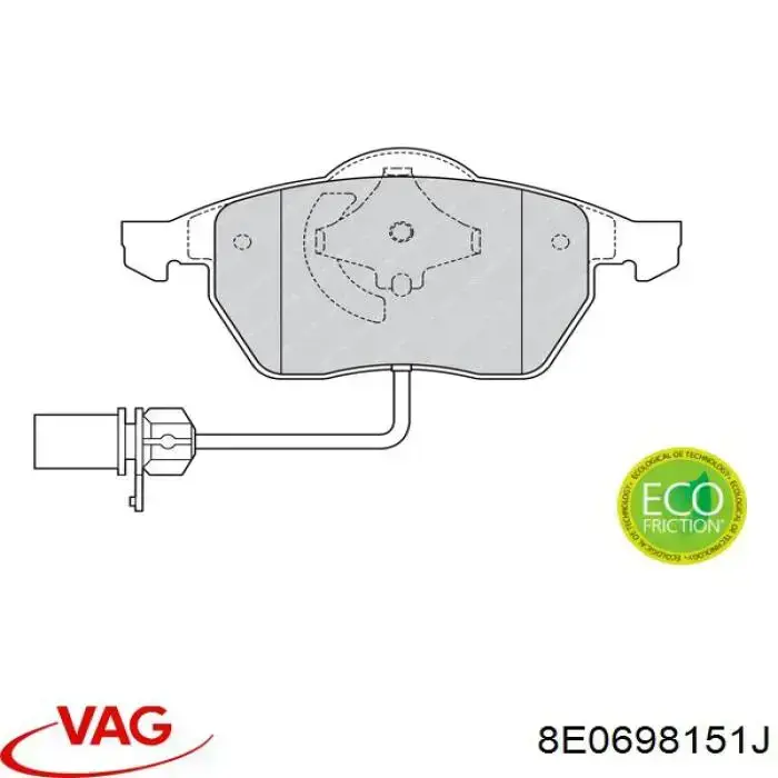 Купити 8E0698151J VAG Колодки гальмівні передні, дискові