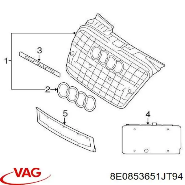 8E0853651JT94 VAG Решітка радіатора