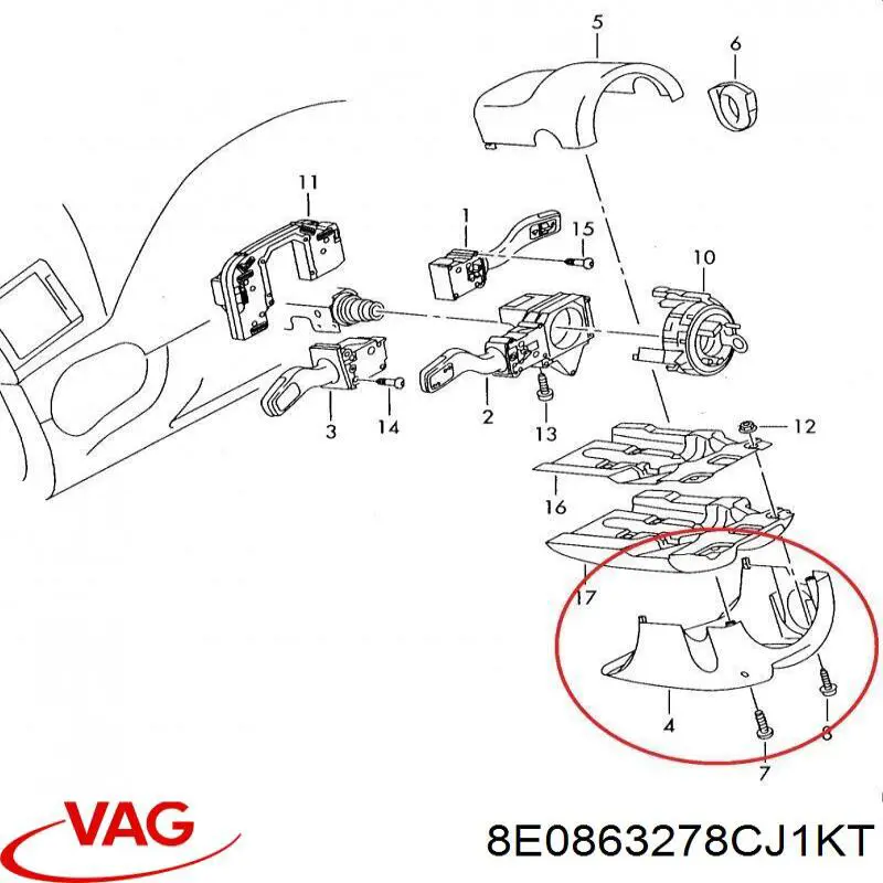 Купити 8E0863278CJ1KT VAG Рукоятка важеля КПП