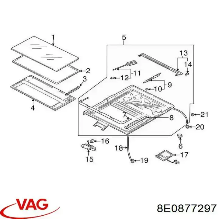 Ущільнювач люка даху VAG 8D9877297 ціна, від 252.68 USD