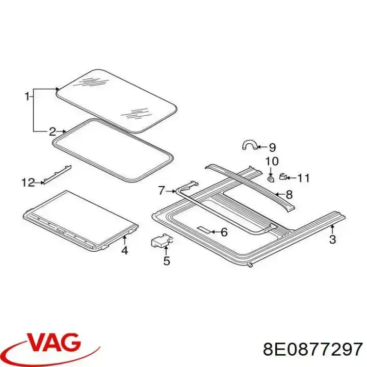 Купити 8D9877297 VAG Ущільнювач люка даху