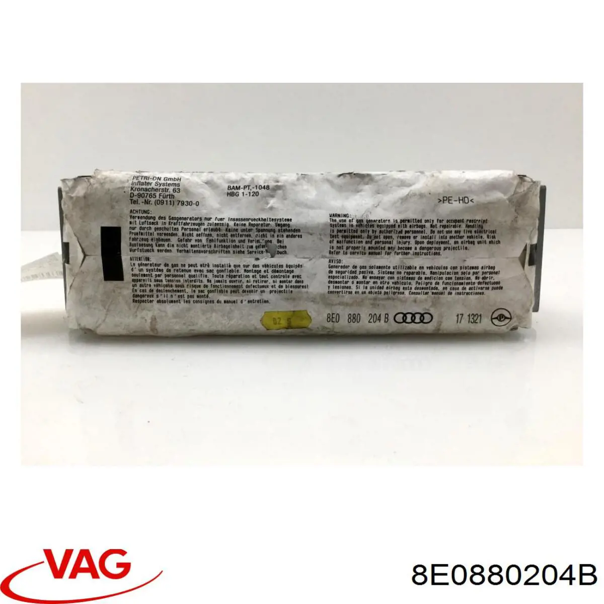 Подушка безпеки, пасажирська, AIRBAG 8E0880204B VAG
