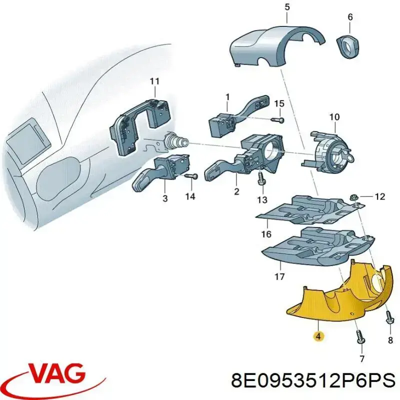 Захисний кожух кермового механізму VAG 8E0953512P6PS ціна, від 25.00 USD