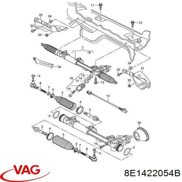Купити 8E1422054B VAG Рульова рейка