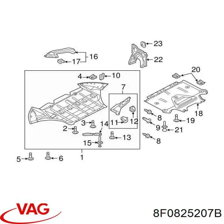 Захист днища, лівий VAG 8F0825207B