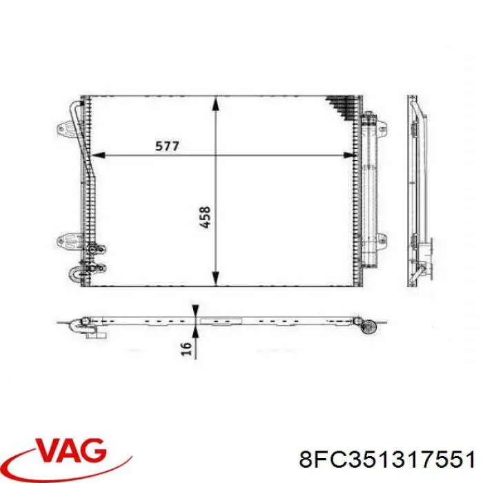 Купити 8FC351317551 VAG Радіатор системи охолодження кондиціонера