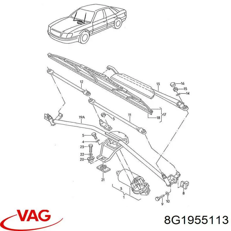 Двигун склоочисника лобового скла (трапеції) 8G1955113 VAG