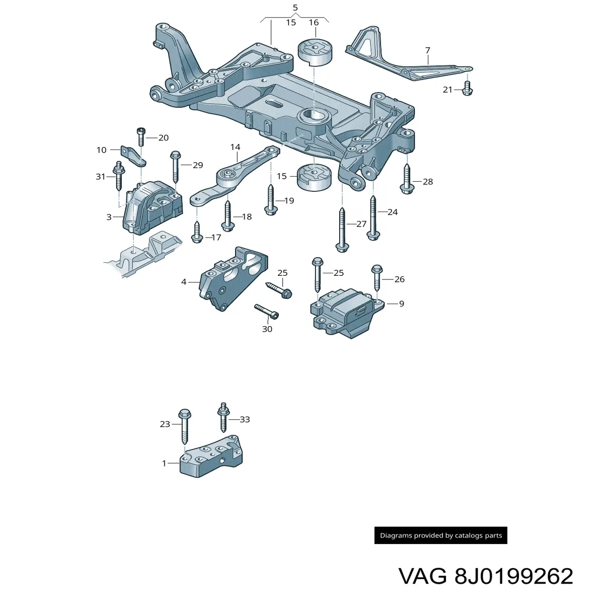 Права подушка двигуна VAG 8J0199262 ціна, від 49.20 USD