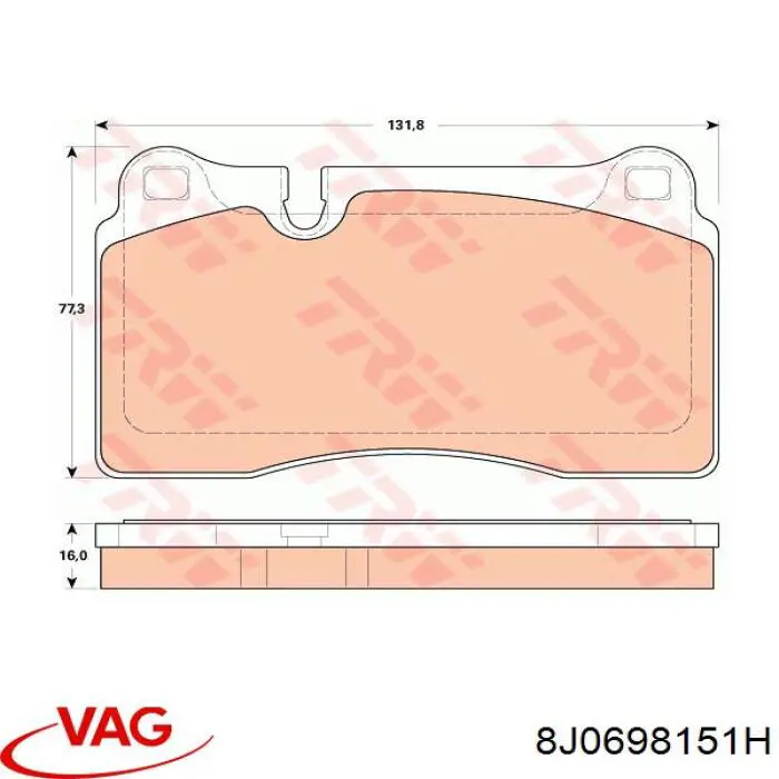 Тормозні колодки VAG 8J0698151H