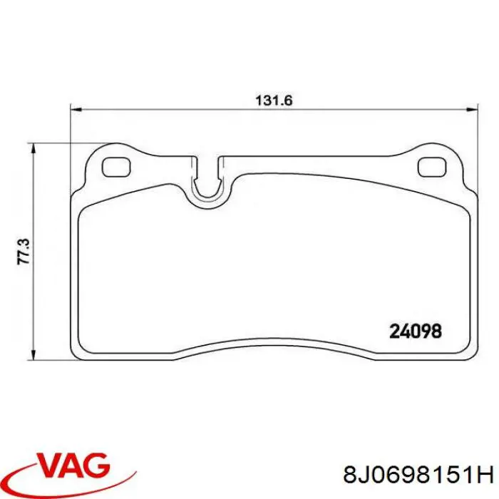 Колодки гальмівні передні, дискові 8J0698151H VAG