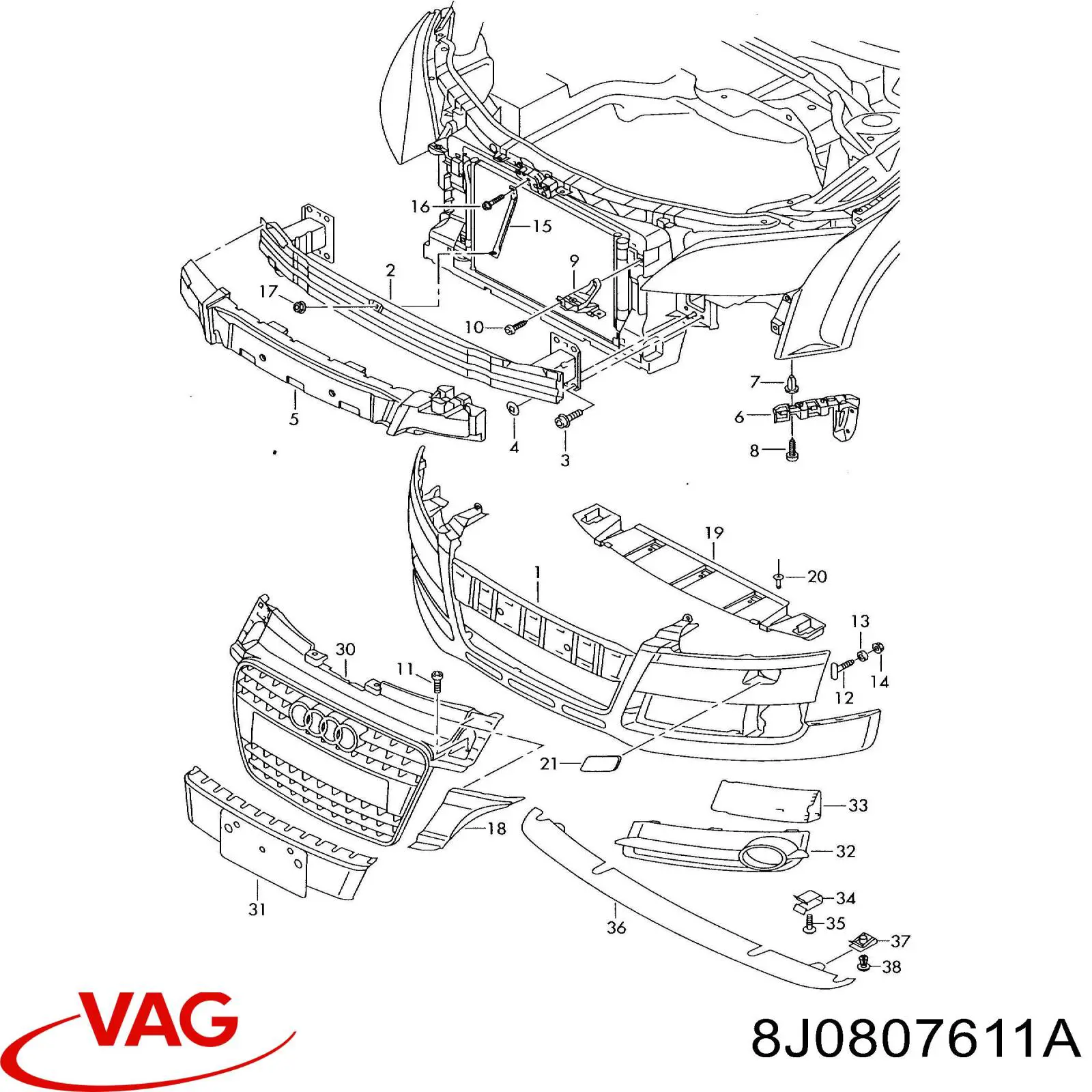 8J0807611A VAG Обвіс бампера