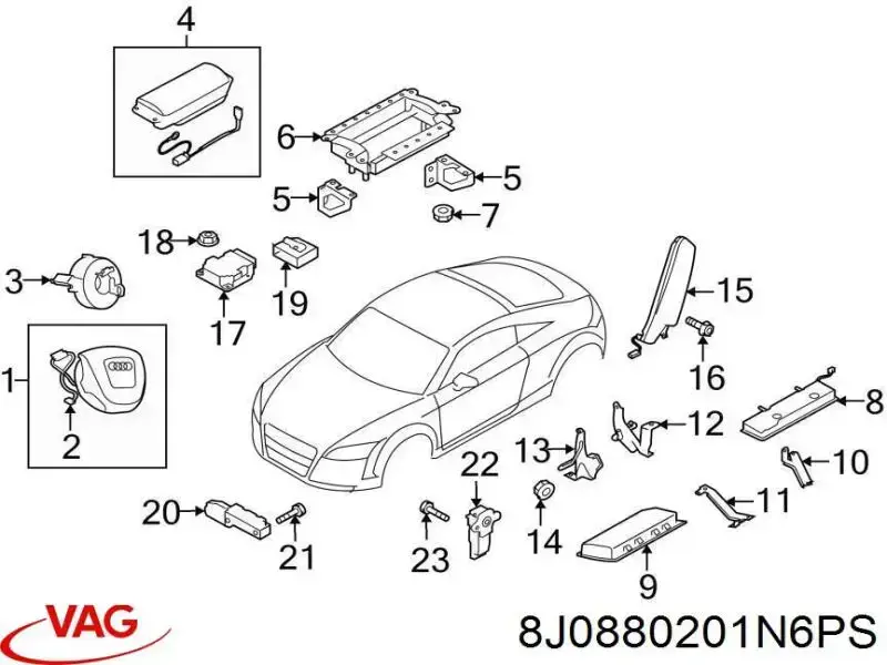 Подушка безпеки, водійська, AIRBAG VAG 8J0880201N6PS ціна, від 386.74 USD
