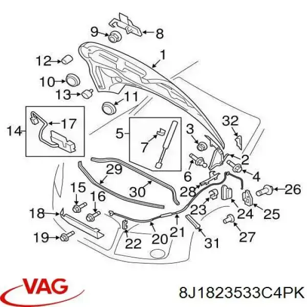 Купити 8J1823533C4PK VAG Ручка відкривання капота