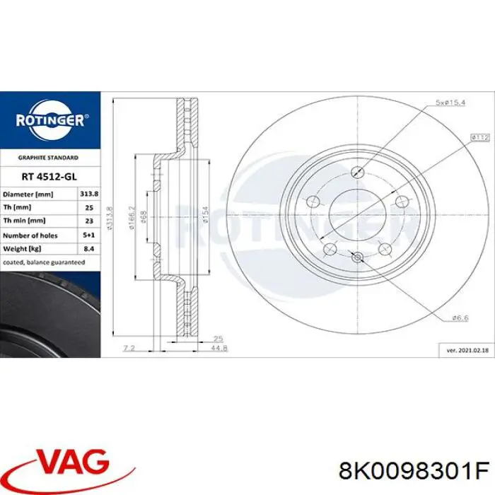 Гальмівні колодки VAG 8K0098301 ціна, від 67.30 USD