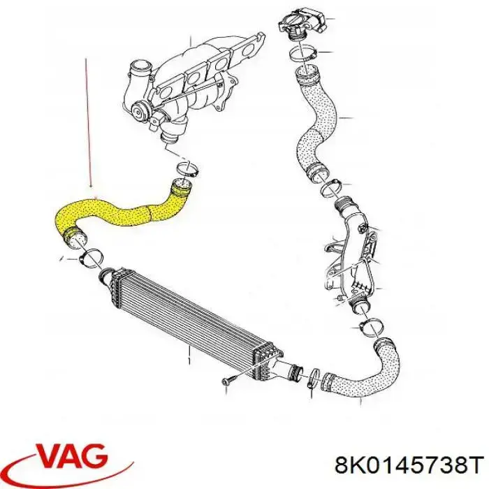 Купити 8K0145738T VAG Шланг/патрубок интеркуллера