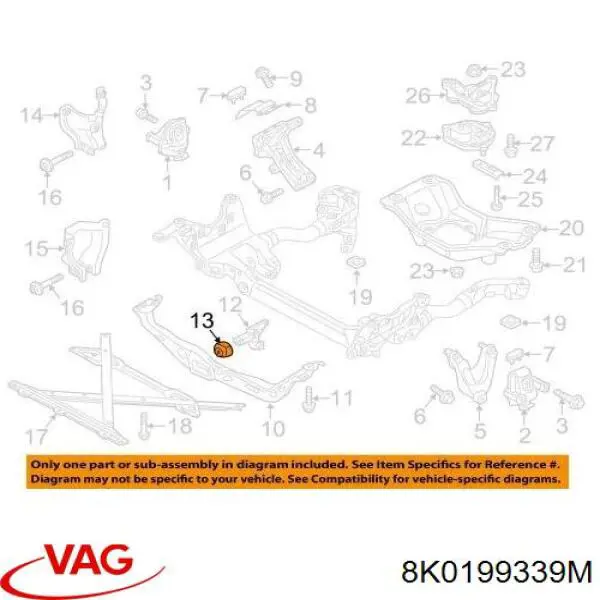 8K0199339M VAG Подушка передньої опори двигуна