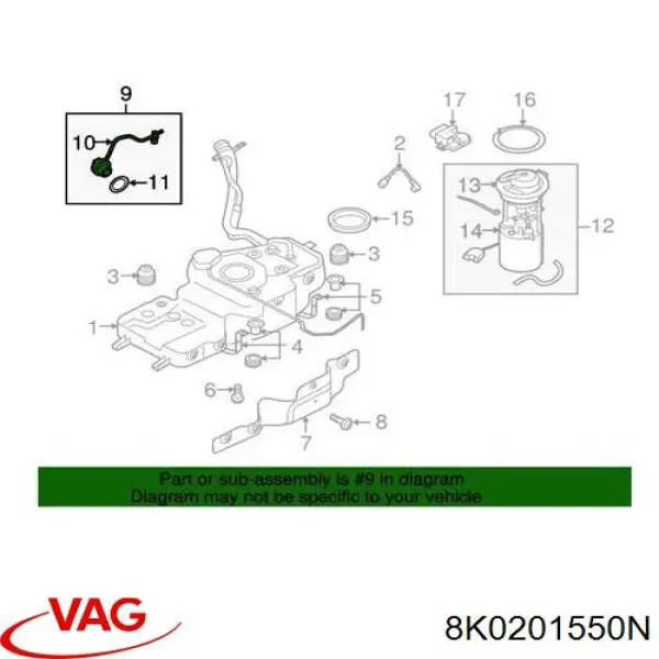 Пробка паливного бака VAG 8K0201550C ціна, від 60.10 USD