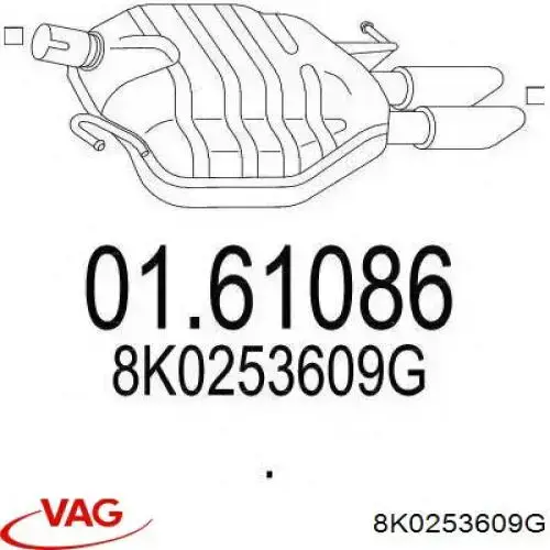 8K0253609G VAG Глушник, задня частина