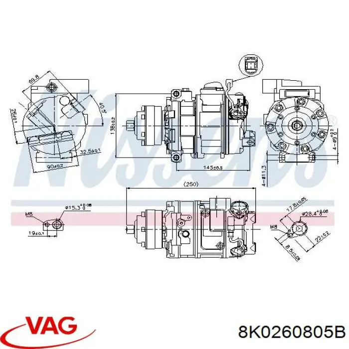 Компресор кондиціонера 8K0260805B VAG