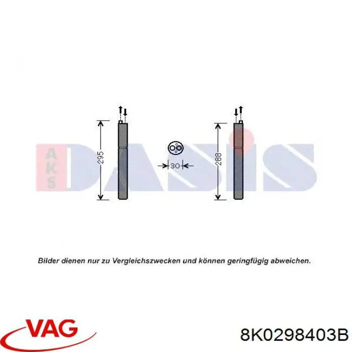 Ресивер-осушувач кондиціонера VAG 8K0298403B ціна, від 23.33 USD