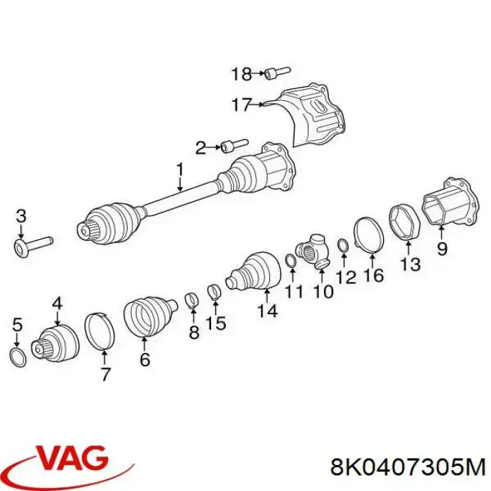 Граната колісна VAG 8K0407305M ціна, від 98.76 USD
