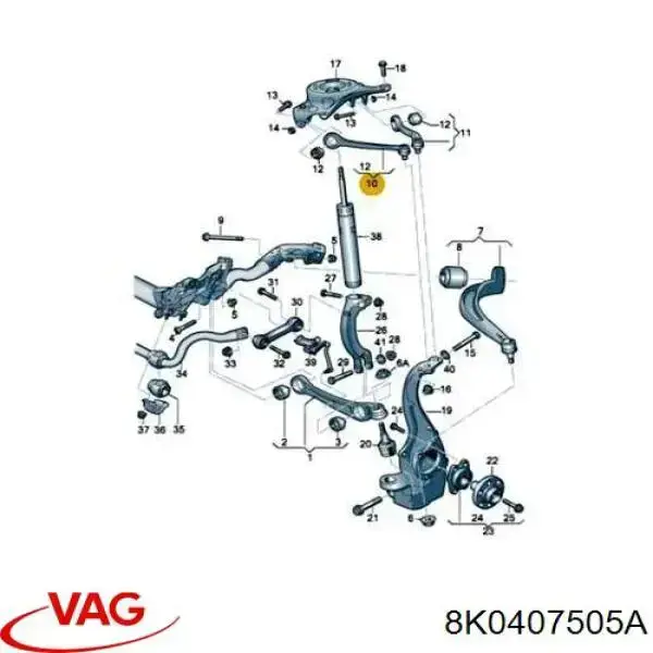 Важіль передньої підвіски верхній, лівий VAG 8K0407505A ціна, від 12.67 USD