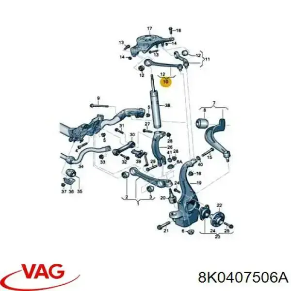 8K0407506A VAG Важіль передньої підвіски верхній, правий