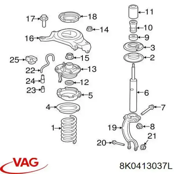 8K0413037L VAG Вилка нижня амортизатора переднього, ліва