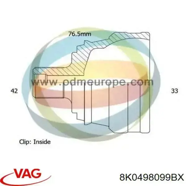 Купити 8K0498099BX VAG Шарнір приводу зовнішній