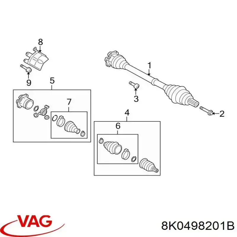 Пильник ШРУСа внутрішній, передній піввісі VAG 8K0498201B