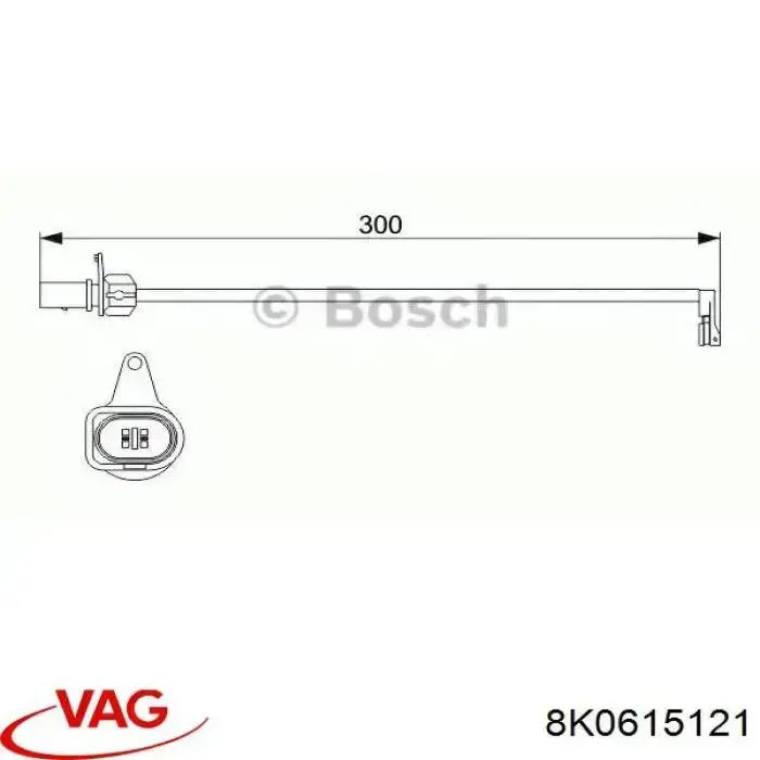Датчик зносу гальмівних колодок, передній 8K0615121 VAG