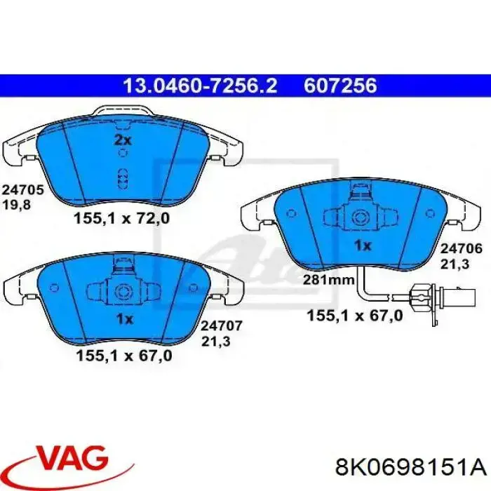 Тормозні колодки VAG 8K0698151A