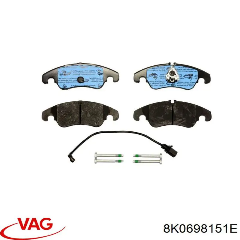 Купити 8K0698151E VAG Колодки гальмівні передні, дискові
