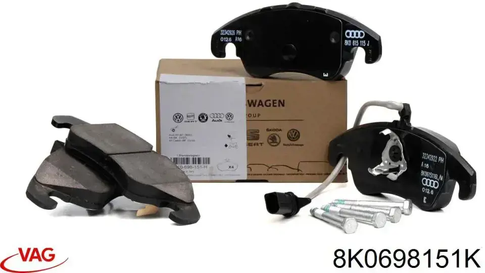 Купити 8K0698151K VAG Колодки гальмівні передні, дискові