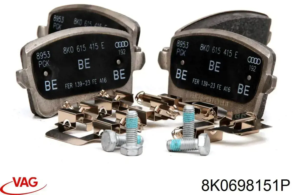 Купити 8K0698151P VAG Колодки гальмівні передні, дискові